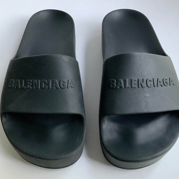 Balenciaga Mono logo-embossed rubber platform slides - Size 7.5 - Picture 1 of 4